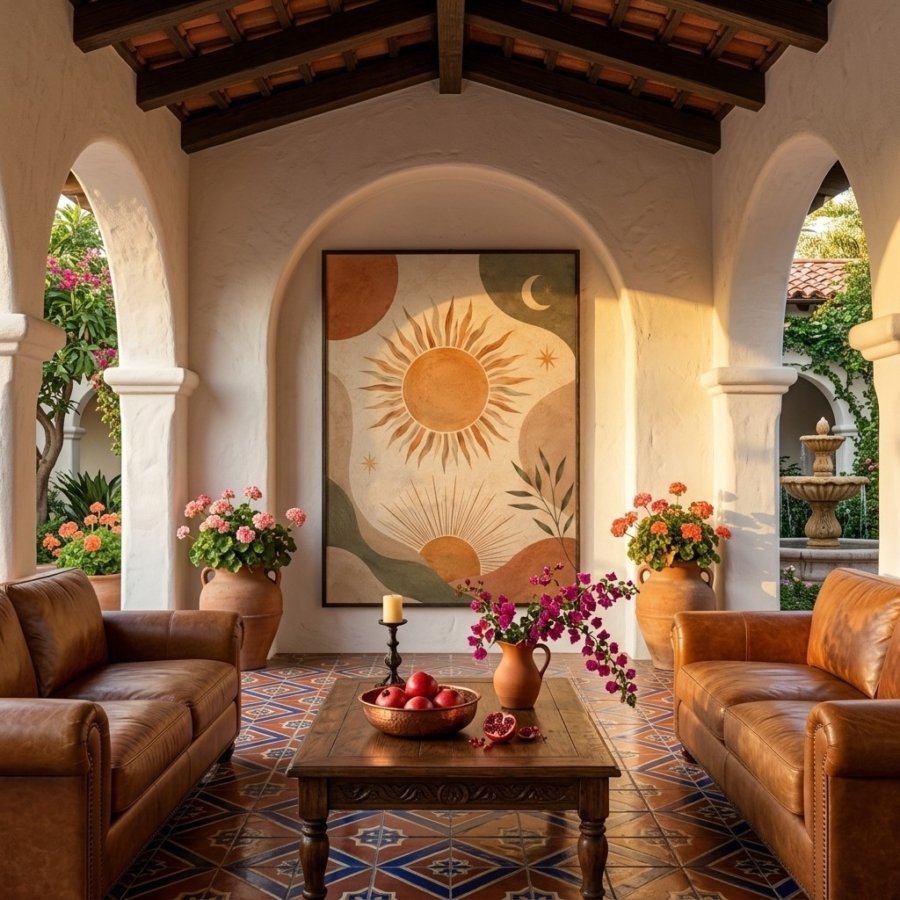 Abstract Boho Sunburst Wall Art size display