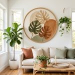 Abstract Monstera Leaf Wall Art Earth Tone Botanical Printable Decor