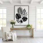 Black and White Botanical Wall Art Modern Leaf Silhouette Print