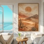 Boho Desert Landscape Wall Art Print in neutral bedroom