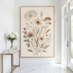 Boho Neutral Floral Wall Art Scandinavian Botanical Download