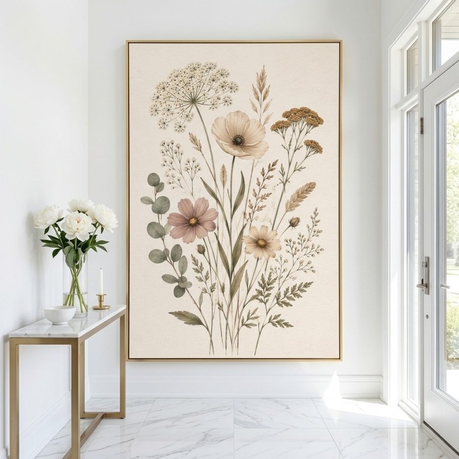 Boho Neutral Floral Wall Art Scandinavian Botanical Download