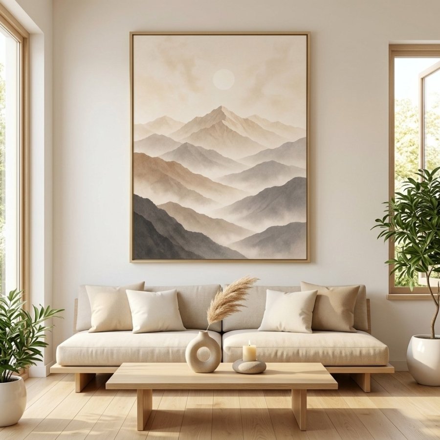 Boho Neutral Mountain Landscape Printable Wall Decor