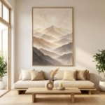 Calming Mountain Range Wall Art Beige Gray Printable