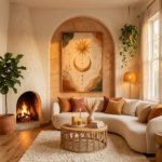 Celestial boho wall décor with Boho Sun And Moon Wall Art Print