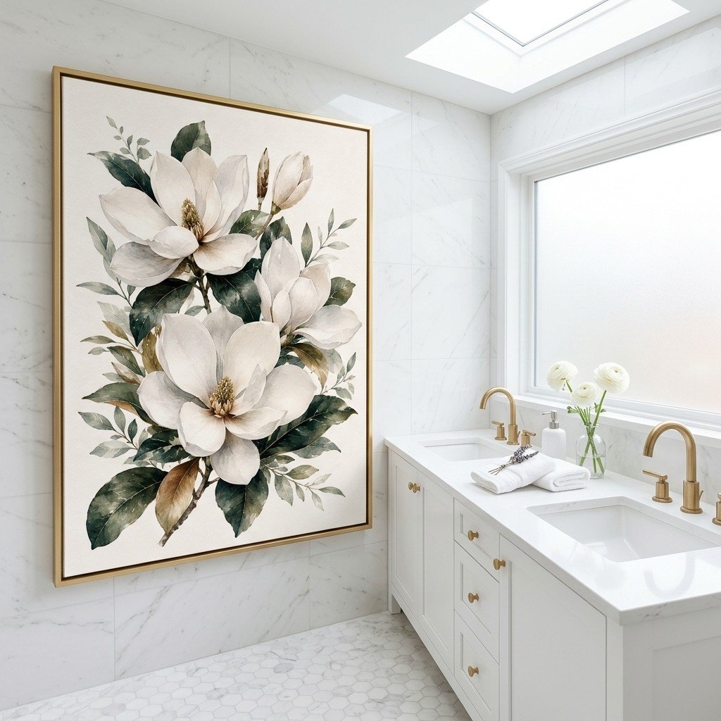Classic Magnolia Flower Print Vintage Inspired Botanical Art