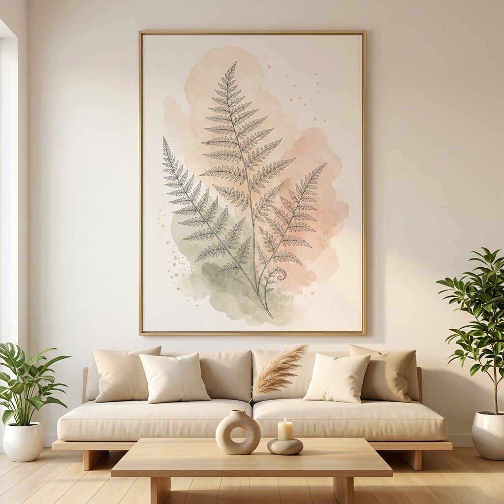 Contemporary Fern Line Drawing Botanical Printable Wall Decor