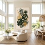 Contemporary Tropical Palm Leaves Poster Gold Foil Botanical Art