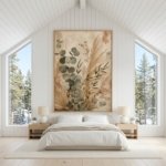 Cozy apartment interior featuring Sage Green Botanical Boho Wall Art gift styling