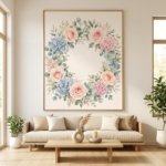 Elegant Pastel Botanical Wreath Printable Farmhouse Floral Decor