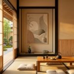 Japandi Boho Abstract Wall Art Print bedroom