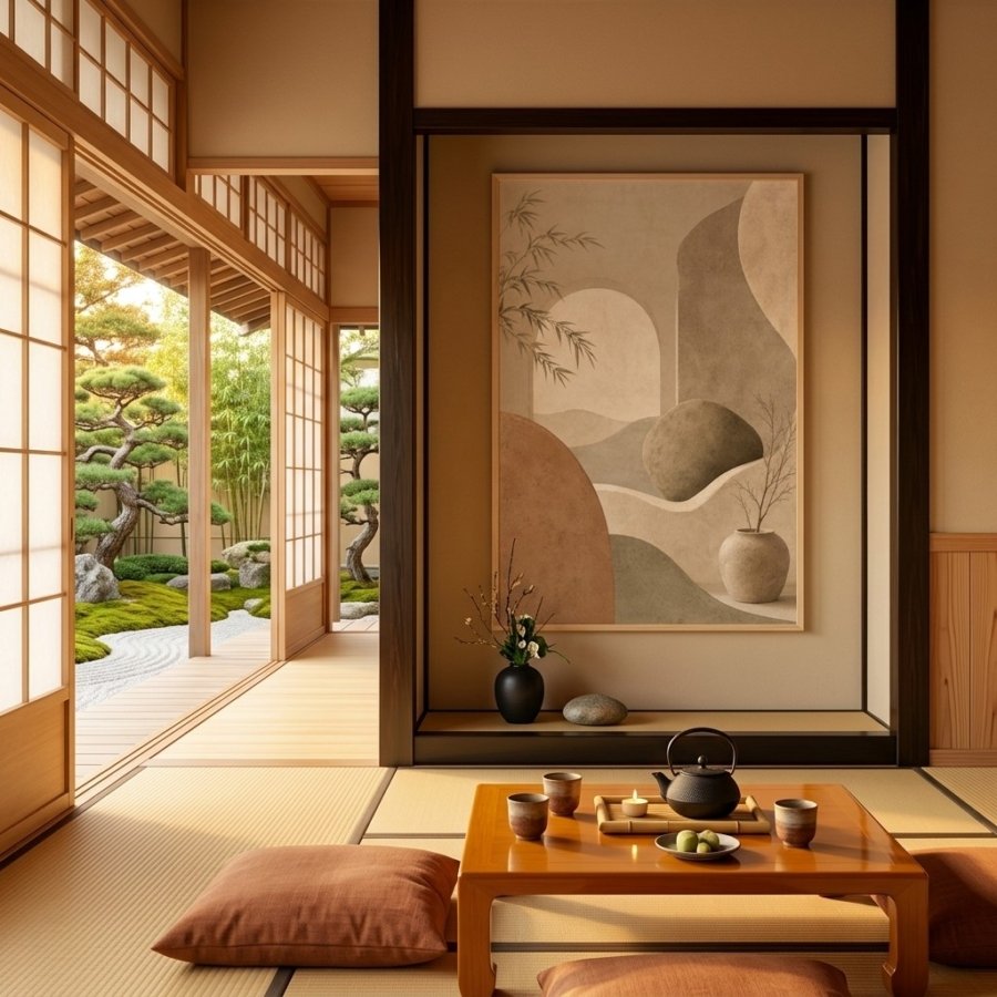 Japandi Boho Abstract Wall Art Print texture