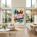 Make It Happen Colorful Motivational Wall Art Printable Poster