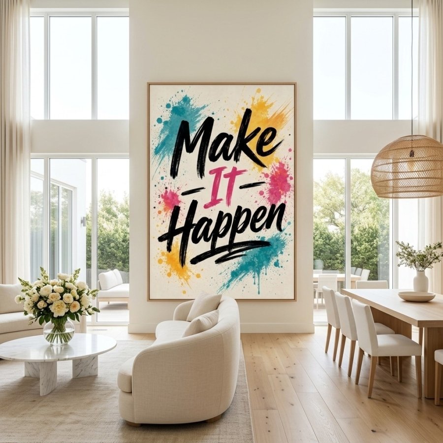 Make It Happen Printable Wall Art Color Splash Typography