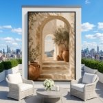 Mediterranean Terracotta Arch Boho Wall Art Print gift