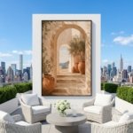 Mediterranean Terracotta Arch Boho Wall Art Print sizes