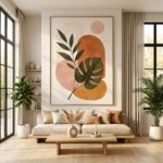 Mid Century Modern Botanical Print Warm Neutral Wall Art