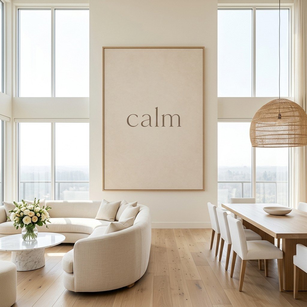 Minimalist Beige Wall Decor Calm Quote Printable Artwork