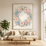 Minimalist Botanical Circle Print Pastel Flower Wall Decor