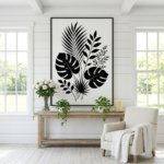 Minimalist Botanical Leaf Print Black White Printable Wall Decor