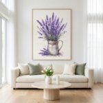 Minimalist Lavender Bouquet Print Rustic Botanical Wall Art