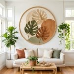 Minimalist Monstera Leaves Poster Earthy Beige Printable Artwork