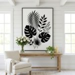 Modern Black Botanical Wall Art Scandinavian Leaf Poster Download