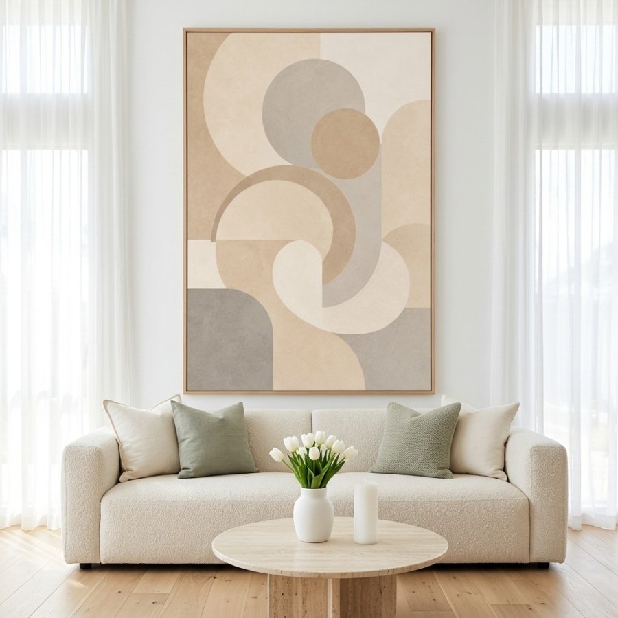 Modern Cream And Gray Curves Printable Wall Decor