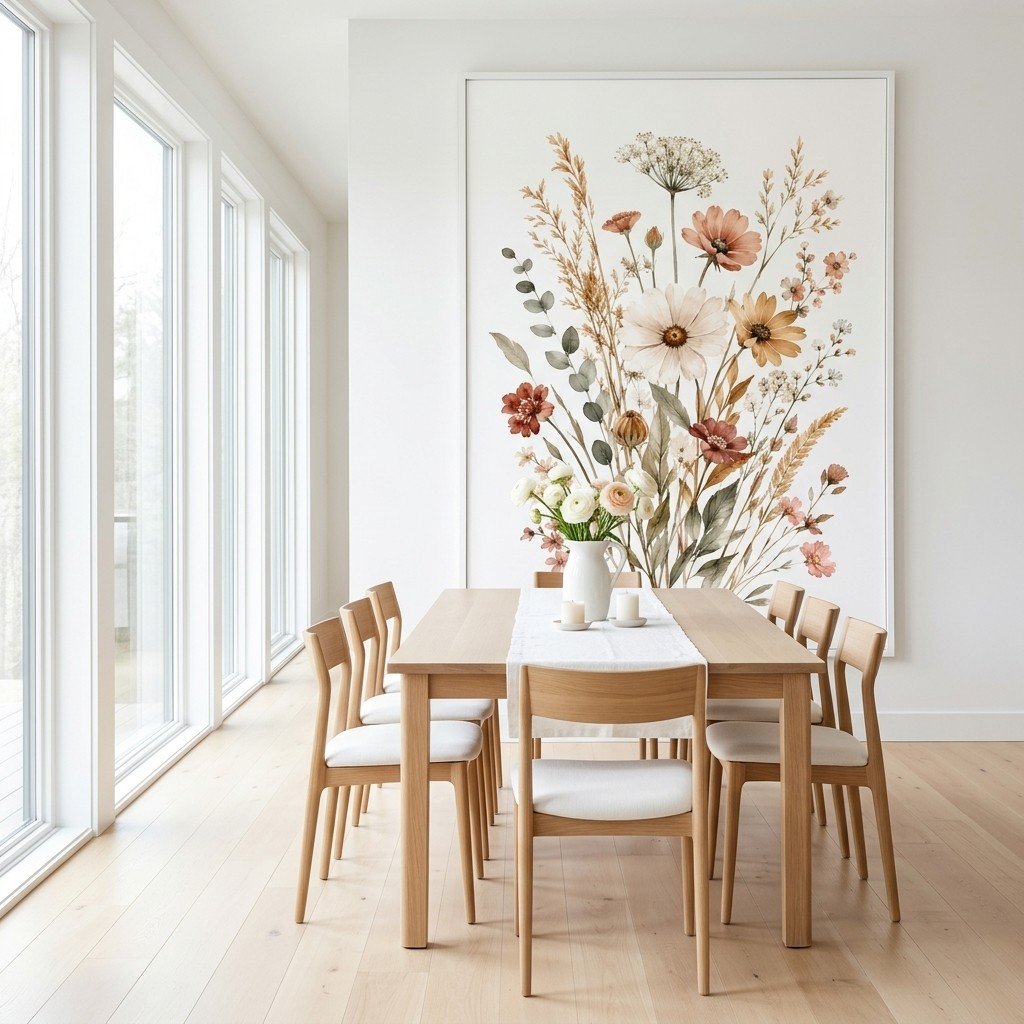 Modern Neutral Wildflower Print Minimalist Botanical Wall Art Download