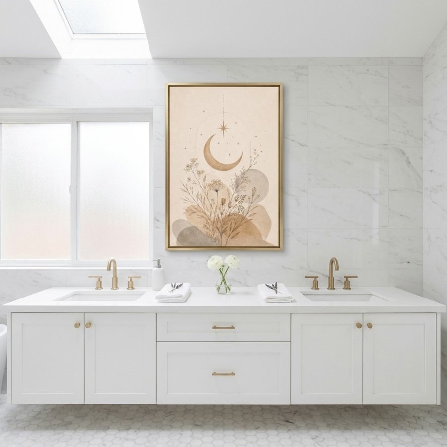 Neutral Botanical Moon Wall Decor Scandinavian Printable Art