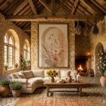 Neutral Floral Arch Boho Wall Art room