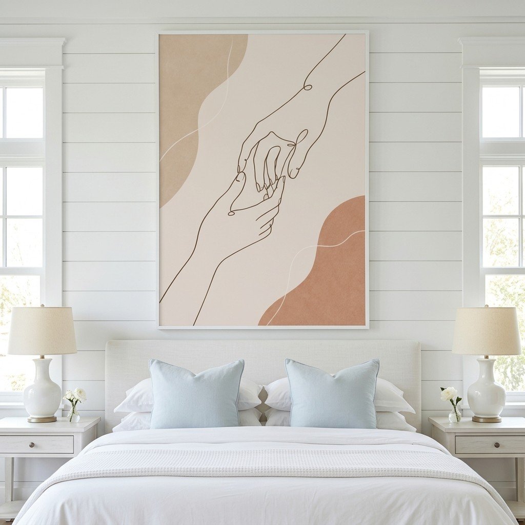 Neutral Romantic Wall Art Touching Hands Printable Poster