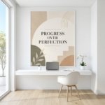 Progress Over Perfection Quote Print Neutral Home Office Decor