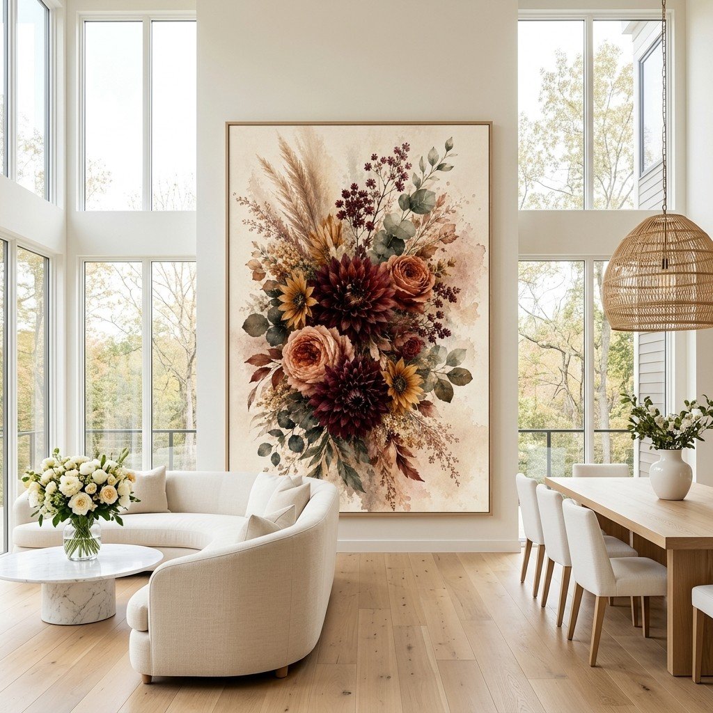 Rustic Autumn Bouquet Printable Vintage Floral Home Decor