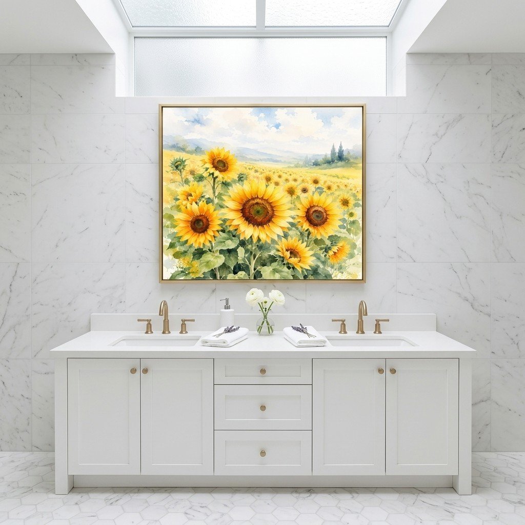 Rustic Country Sunflower Print Bright Botanical Wall Art Download