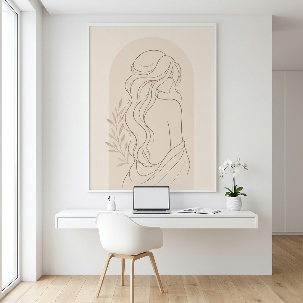 Scandinavian Neutral Line Art Printable Boho Chic Wall Decor
