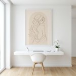 Soft Beige Female Silhouette Wall Art Minimalist Printable Poster