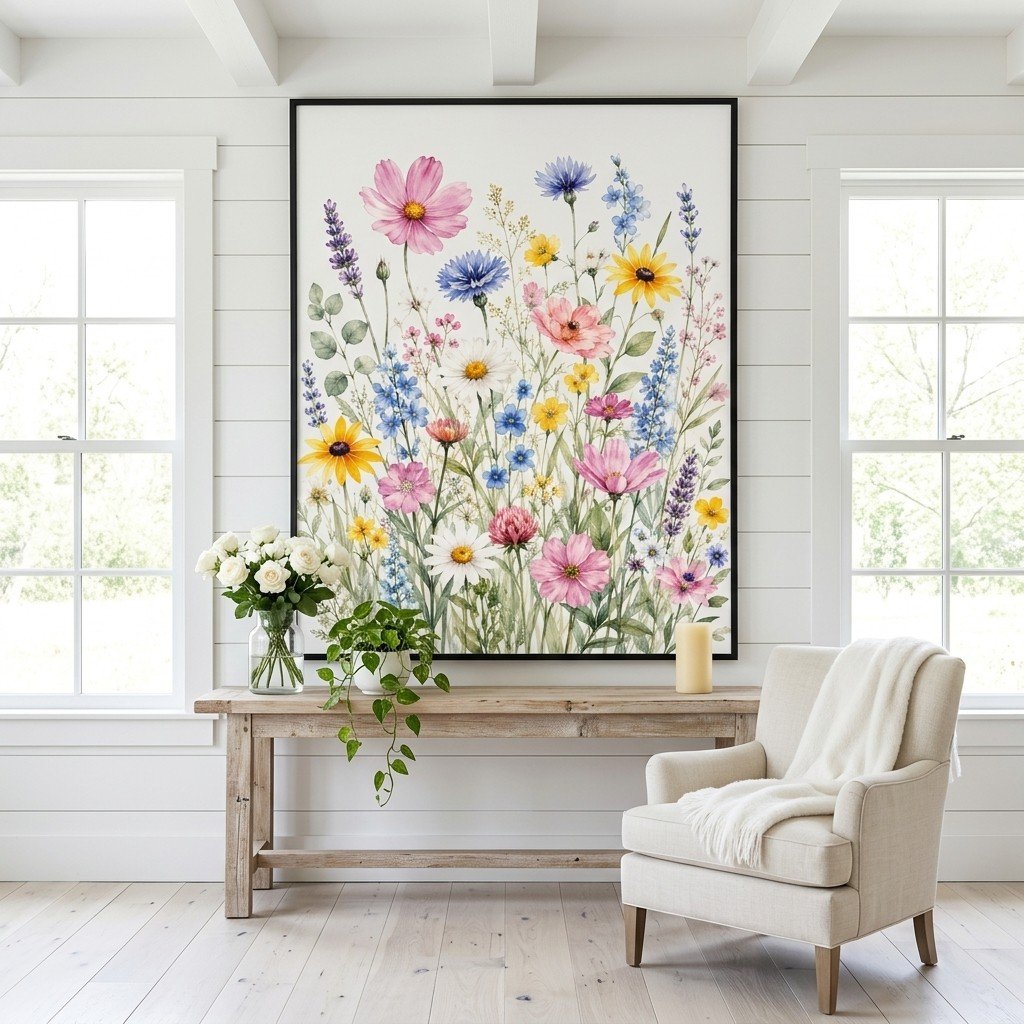 Soft Pink Yellow Blue Floral Printable Cottagecore Wall Decor