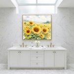 Sunflower Field Watercolor Wall Art Bright Floral Printable