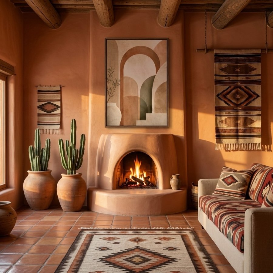 Terracotta Abstract Boho Arch Poster