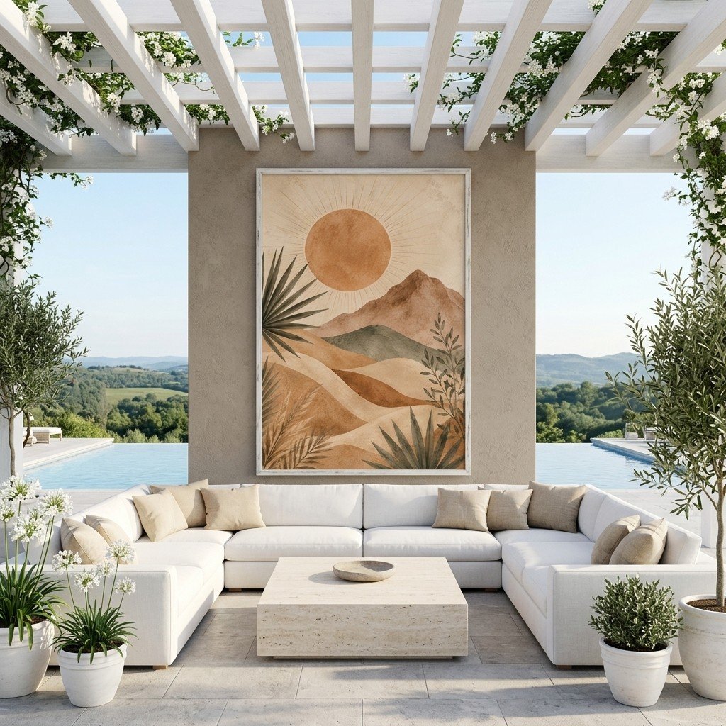 Terracotta Desert Sun Diptych Boho Wall Art Set detail