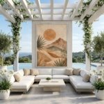 Terracotta Desert Sun Diptych Boho Wall Art Set room