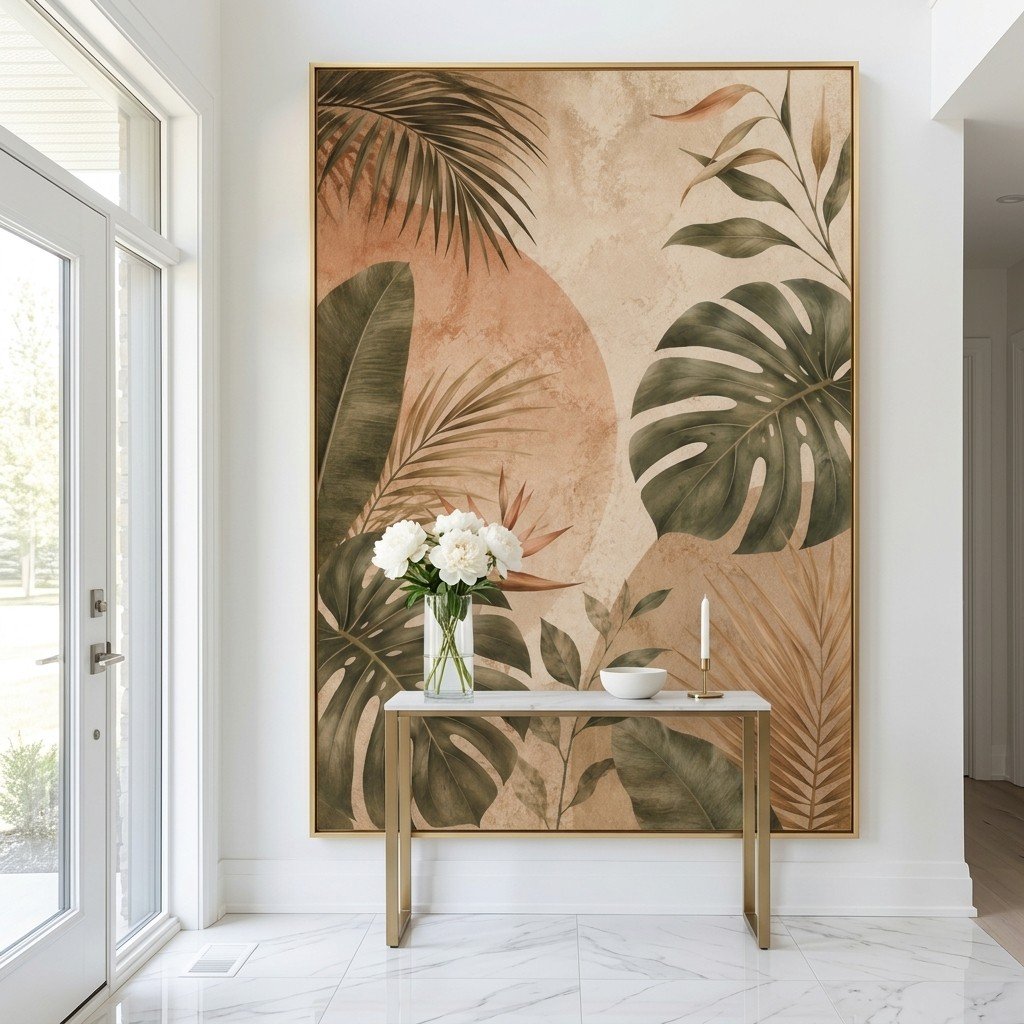 Tropical Boho Botanical Wall Art leaf detail closeup