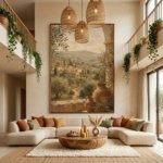 Vintage Olive Grove Boho Wall Art sizing