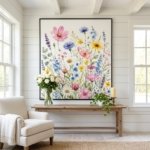 Whimsical Spring Wildflower Watercolor Wall Art Printable Floral Decor